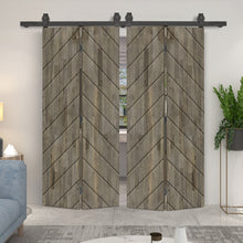 Load image into Gallery viewer, Stained Pine Wood Double Bi-Fold Barn Door with Sliding Hardware Kit