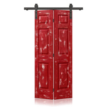 Load image into Gallery viewer, 6 Panel MDF Composite Bi-Fold Stain Barn Door with Sliding Hardware Kit