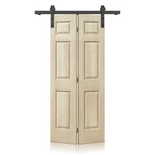 Load image into Gallery viewer, 6 Panel MDF Composite Bi-Fold Stain Barn Door with Sliding Hardware Kit