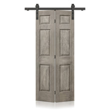 Load image into Gallery viewer, 6 Panel MDF Composite Bi-Fold Stain Barn Door with Sliding Hardware Kit