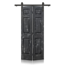 Load image into Gallery viewer, 6 Panel MDF Composite Bi-Fold Stain Barn Door with Sliding Hardware Kit