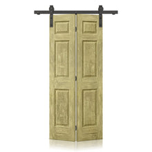 Load image into Gallery viewer, 6 Panel MDF Composite Bi-Fold Stain Barn Door with Sliding Hardware Kit