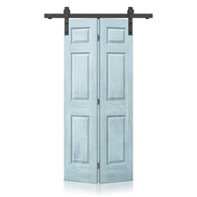 Load image into Gallery viewer, 6 Panel MDF Composite Bi-Fold Stain Barn Door with Sliding Hardware Kit