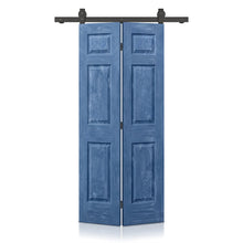 Load image into Gallery viewer, 6 Panel MDF Composite Bi-Fold Stain Barn Door with Sliding Hardware Kit