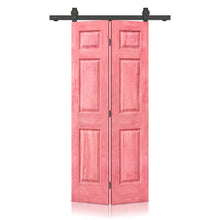 Load image into Gallery viewer, 6 Panel MDF Composite Bi-Fold Stain Barn Door with Sliding Hardware Kit