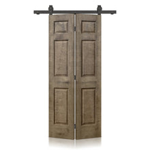 Load image into Gallery viewer, 6 Panel MDF Composite Bi-Fold Stain Barn Door with Sliding Hardware Kit