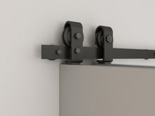 Load image into Gallery viewer, 2 Panel Shaker Hollow Core Composite Bi-Fold Door with Sliding Barn Door Hardware Kit