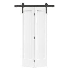 Load image into Gallery viewer, 1 Panel Shaker MDF Composite Bi-Fold Barn Door with Sliding Hardware Kit