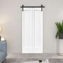 Load image into Gallery viewer, 1 Panel Shaker MDF Composite Bi-Fold Barn Door with Sliding Hardware Kit
