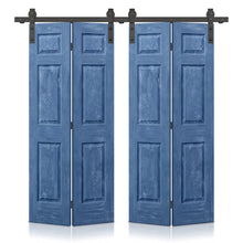 Load image into Gallery viewer, 6 Panel MDF Composite Double Bi-Fold Stain Barn Doors with Sliding Hardware Kit