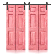Load image into Gallery viewer, 6 Panel MDF Composite Double Bi-Fold Stain Barn Doors with Sliding Hardware Kit