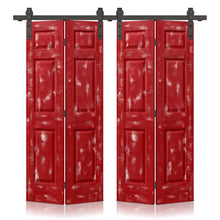 Load image into Gallery viewer, 6 Panel MDF Composite Double Bi-Fold Stain Barn Doors with Sliding Hardware Kit