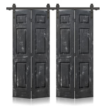 Load image into Gallery viewer, 6 Panel MDF Composite Double Bi-Fold Stain Barn Doors with Sliding Hardware Kit
