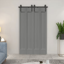 Load image into Gallery viewer, 1 Panel Shaker MDF Composite Double Bi-Fold Barn Door with Sliding Hardware Kit