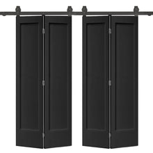 Load image into Gallery viewer, 1 Panel Shaker MDF Composite Double Bi-Fold Barn Door with Sliding Hardware Kit