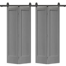 Load image into Gallery viewer, 1 Panel Shaker MDF Composite Double Bi-Fold Barn Door with Sliding Hardware Kit