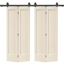 Load image into Gallery viewer, 1 Panel Shaker MDF Composite Double Bi-Fold Barn Door with Sliding Hardware Kit