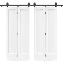 Load image into Gallery viewer, 1 Panel Shaker MDF Composite Double Bi-Fold Barn Door with Sliding Hardware Kit