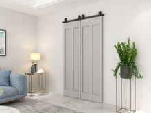 Load image into Gallery viewer, Black Bi-Fold Double Sliding Barn Door Track and Hardware Kit