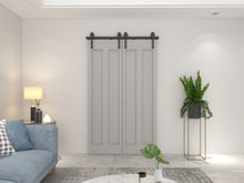 Load image into Gallery viewer, Black Bi-Fold Double Sliding Barn Door Track and Hardware Kit
