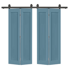 Load image into Gallery viewer, 1 Panel Shaker Hollow Core Composite Double Bi-Fold Door with Barn Door Hardware Kit