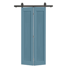 Load image into Gallery viewer, 1 Panel Shaker Hollow Core Composite Bi-Fold Door with Sliding Barn Door Hardware Kit