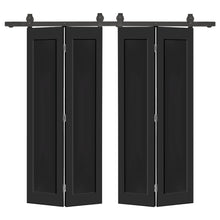 Load image into Gallery viewer, 1 Panel Shaker Hollow Core Composite Double Bi-Fold Door with Barn Door Hardware Kit