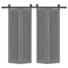 Load image into Gallery viewer, 1 Panel Shaker Hollow Core Composite Double Bi-Fold Door with Barn Door Hardware Kit