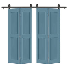 Load image into Gallery viewer, 2 Panel Shaker Hollow Core Composite Double Bi-Fold Door with Barn Door Hardware Kit