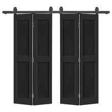 Load image into Gallery viewer, 2 Panel Shaker Hollow Core Composite Double Bi-Fold Door with Barn Door Hardware Kit