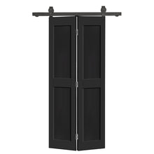 Load image into Gallery viewer, 2 Panel Shaker Hollow Core Composite Bi-Fold Door with Sliding Barn Door Hardware Kit