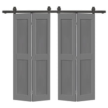 Load image into Gallery viewer, 2 Panel Shaker Hollow Core Composite Double Bi-Fold Door with Barn Door Hardware Kit