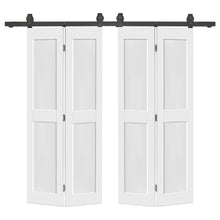 Load image into Gallery viewer, 2 Panel Shaker Hollow Core Composite Double Bi-Fold Door with Barn Door Hardware Kit