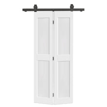 Load image into Gallery viewer, 2 Panel Shaker Hollow Core Composite Bi-Fold Door with Sliding Barn Door Hardware Kit