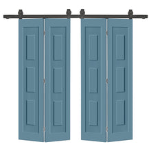 Load image into Gallery viewer, 3 Panel Shaker Hollow Core Composite Double Bi-Fold Door with Barn Door Hardware Kit
