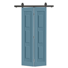 Load image into Gallery viewer, 3 Panel Shaker Hollow Core Composite Bi-Fold Door with Sliding Barn Door Hardware Kit