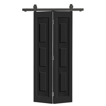 Load image into Gallery viewer, 3 Panel Shaker Hollow Core Composite Bi-Fold Door with Sliding Barn Door Hardware Kit