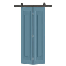 Load image into Gallery viewer, 1 Panel Shaker Hollow Core Composite Bi-Fold Door with Sliding Barn Door Hardware Kit