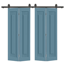 Load image into Gallery viewer, 1 Panel Shaker Hollow Core Composite Double Bi-Fold Door with Barn Door Hardware Kit