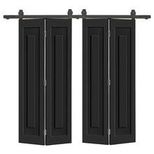 Load image into Gallery viewer, 1 Panel Shaker Hollow Core Composite Double Bi-Fold Door with Barn Door Hardware Kit