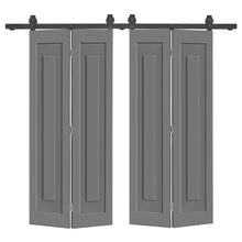 Load image into Gallery viewer, 1 Panel Shaker Hollow Core Composite Double Bi-Fold Door with Barn Door Hardware Kit