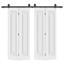 Load image into Gallery viewer, 1 Panel Shaker Hollow Core Composite Double Bi-Fold Door with Barn Door Hardware Kit