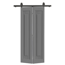 Load image into Gallery viewer, 1 Panel Shaker Hollow Core Composite Bi-Fold Door with Sliding Barn Door Hardware Kit