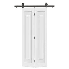 Load image into Gallery viewer, 1 Panel Shaker Hollow Core Composite Bi-Fold Door with Sliding Barn Door Hardware Kit