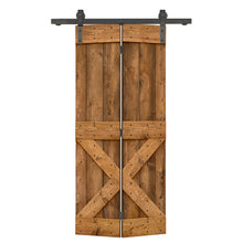 Load image into Gallery viewer, Mini X Series Solid Core DIY Wood Bi-Fold Barn Door with Sliding Hardware Kit