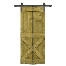 Load image into Gallery viewer, Mini X Series Solid Core DIY Wood Bi-Fold Barn Door with Sliding Hardware Kit
