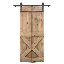 Load image into Gallery viewer, Mini X Series Solid Core DIY Wood Bi-Fold Barn Door with Sliding Hardware Kit