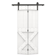 Load image into Gallery viewer, Mini X Series Solid Core DIY Wood Bi-Fold Barn Door with Sliding Hardware Kit