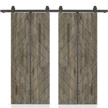 Load image into Gallery viewer, Stained Pine Wood Double Bi-Fold Barn Door with Sliding Hardware Kit