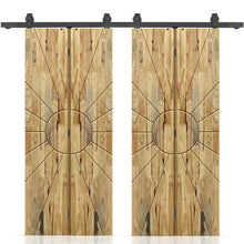 Load image into Gallery viewer, Stained Pine Wood Double Bi-Fold Barn Door with Sliding Hardware Kit